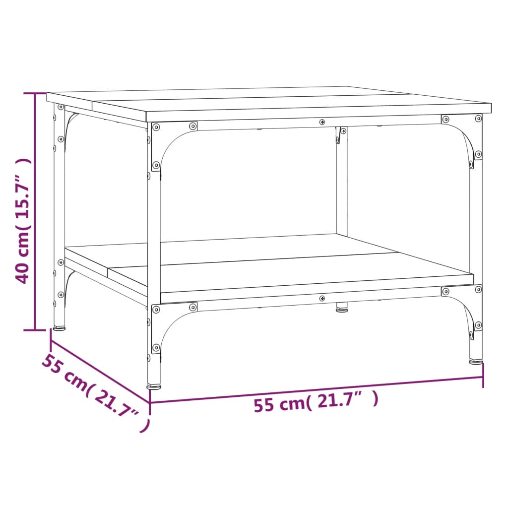 Mesa de centro madera de ingeniería negro 55x55x40 cm vidaXL