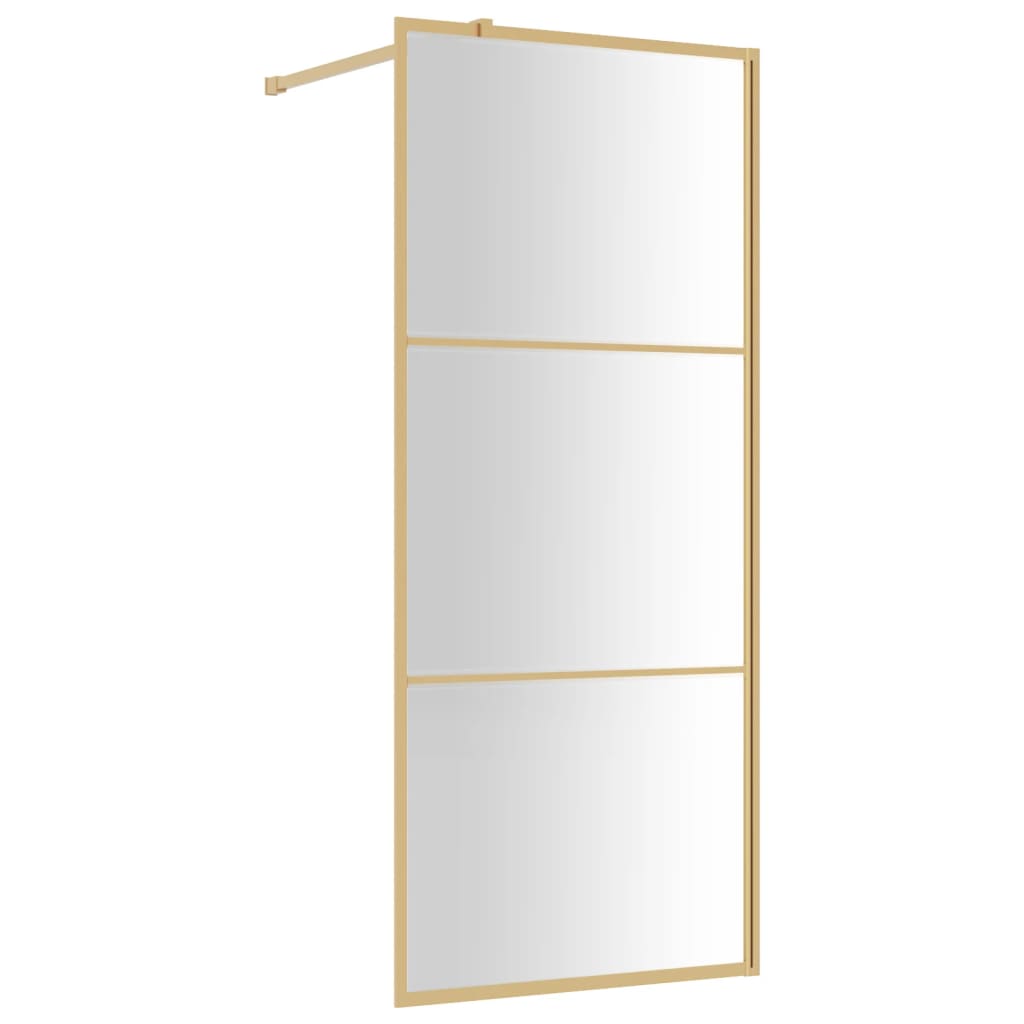 Mampara puerta de ducha vidrio transparente ESG dorado 80x195cm vidaXL