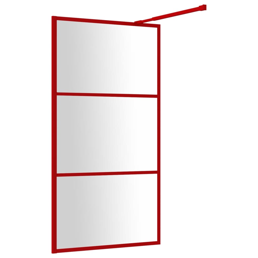 Mampara puerta de ducha vidrio transparente ESG rojo 100x195 cm vidaXL