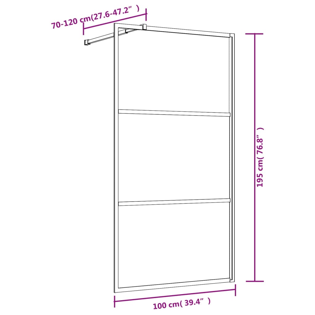 Mampara puerta de ducha vidrio transparente ESG rojo 100x195 cm vidaXL