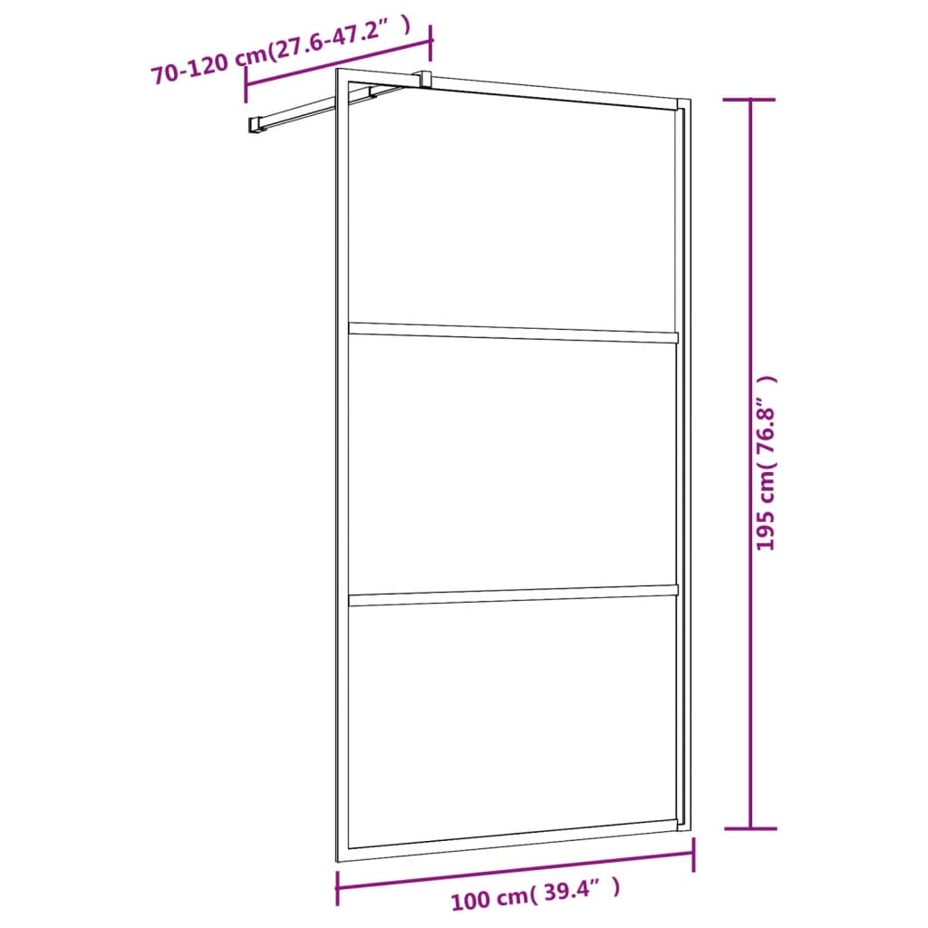 Golden Glass Glass Shower Sampa 100x195 cm