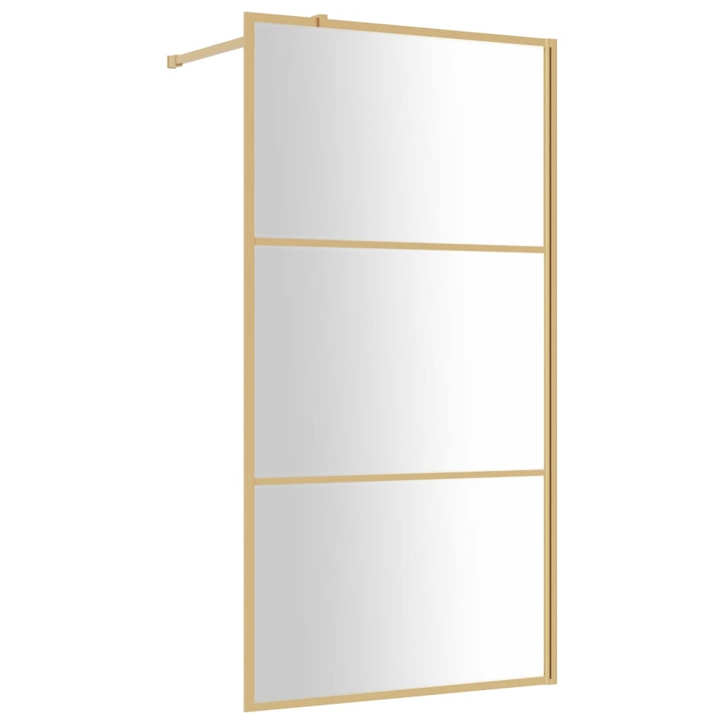 Mampara puerta ducha vidrio transparente ESG dorado 115x195 cm vidaXL