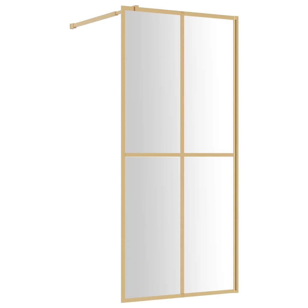 Mampara puerta de ducha vidrio transparente ESG dorado 80x195cm vidaXL