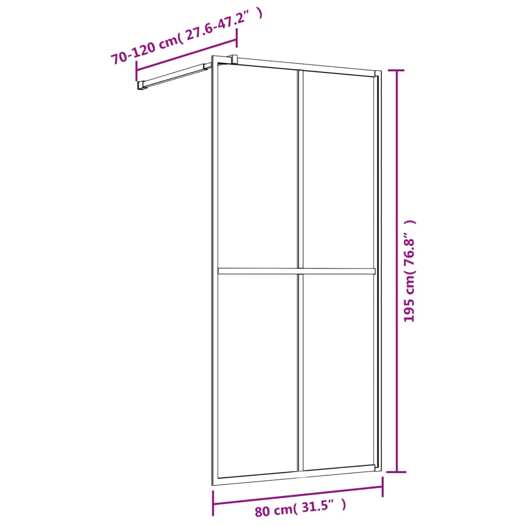 Mampara puerta de ducha vidrio transparente ESG dorado 80x195cm vidaXL