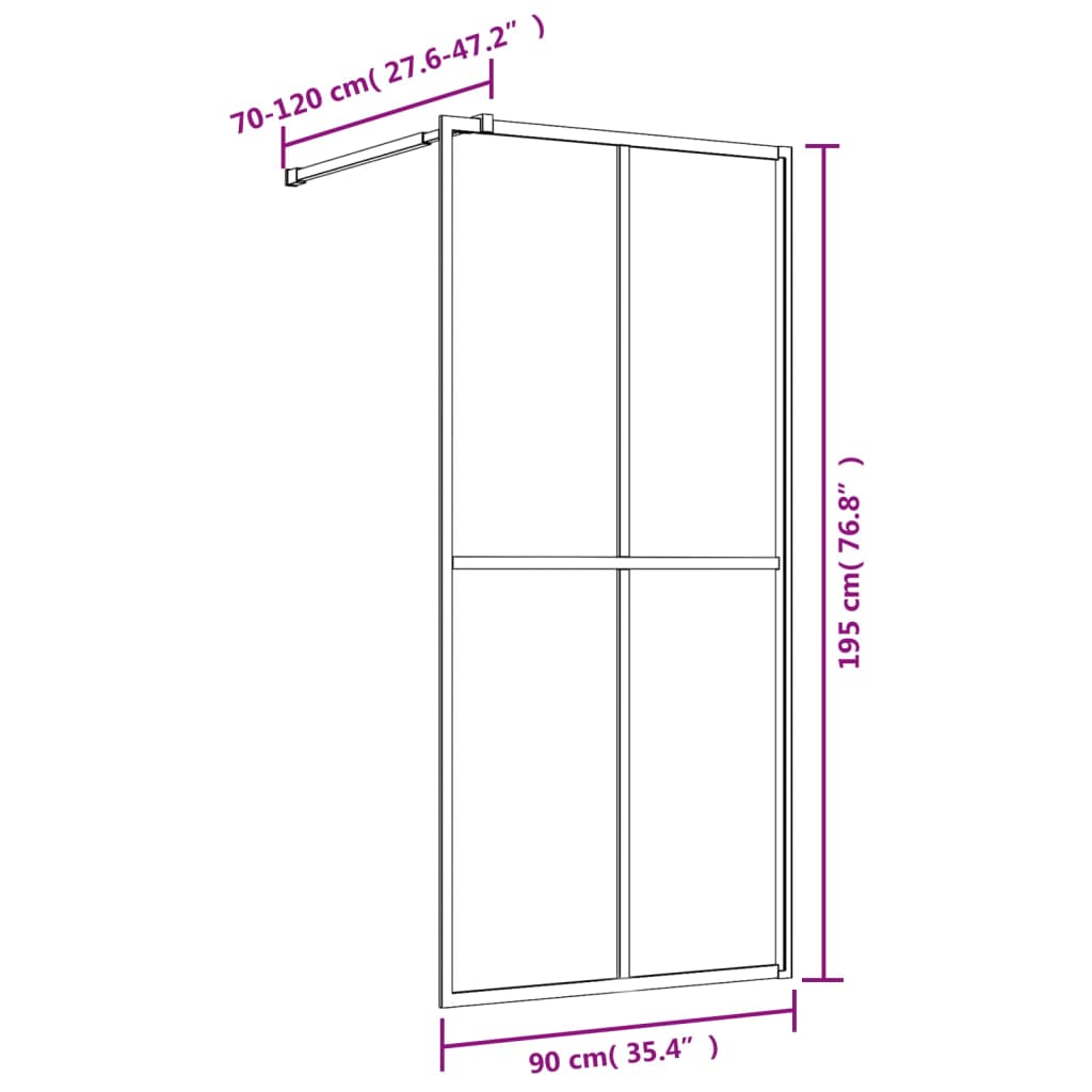 Mampara puerta de ducha vidrio transparente ESG dorado 90x195cm vidaXL