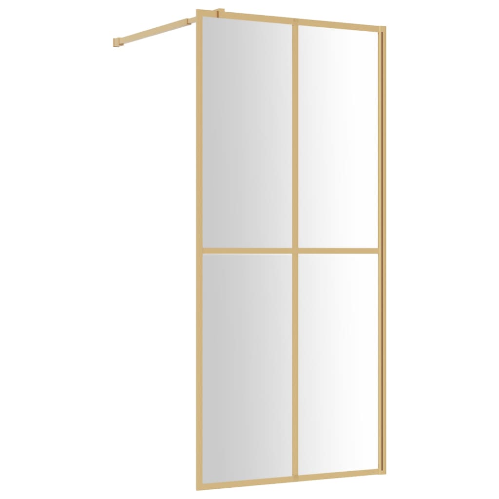 Mampara puerta ducha vidrio transparente ESG dorado 100x195 cm vidaXL