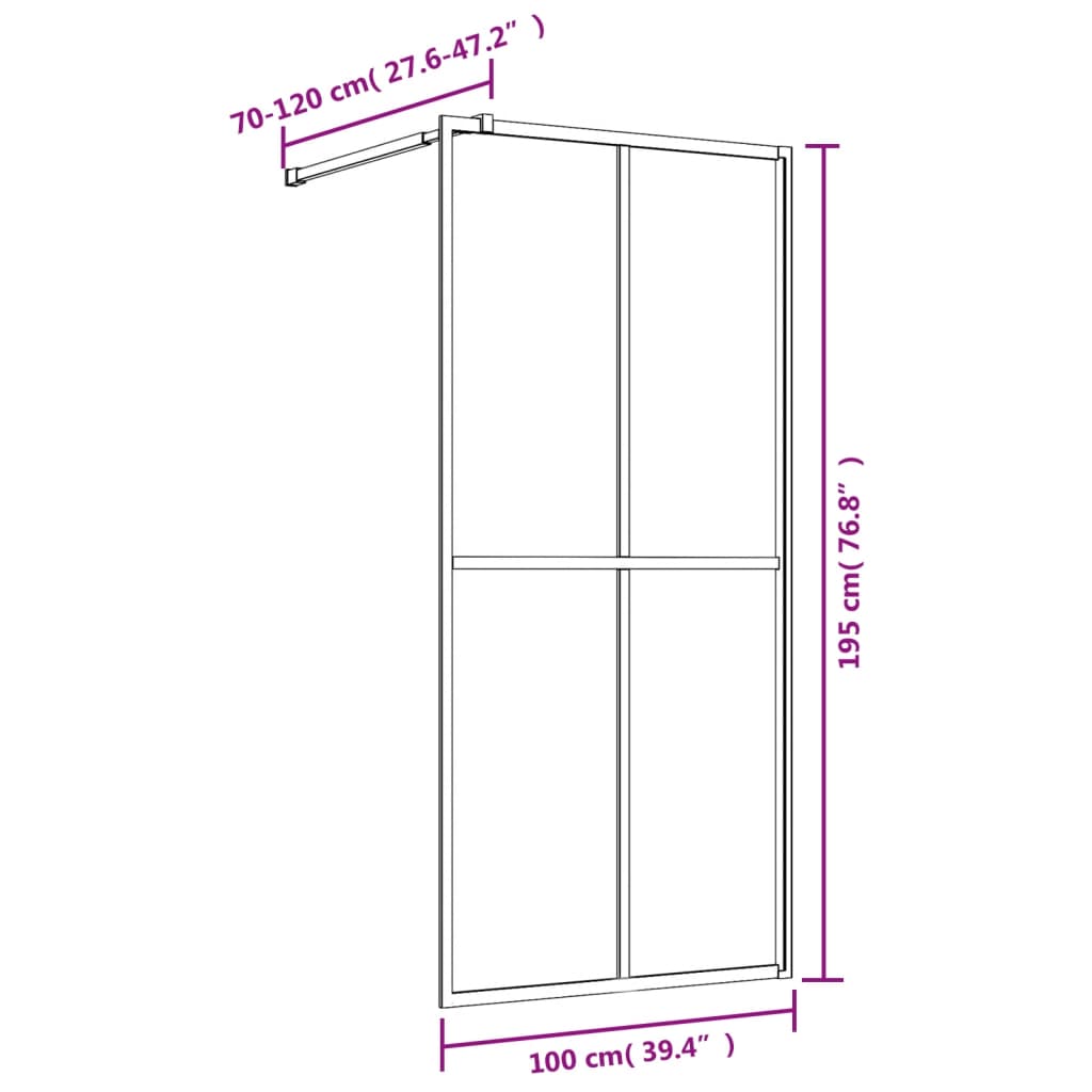 Mampara puerta ducha vidrio transparente ESG dorado 100x195 cm vidaXL