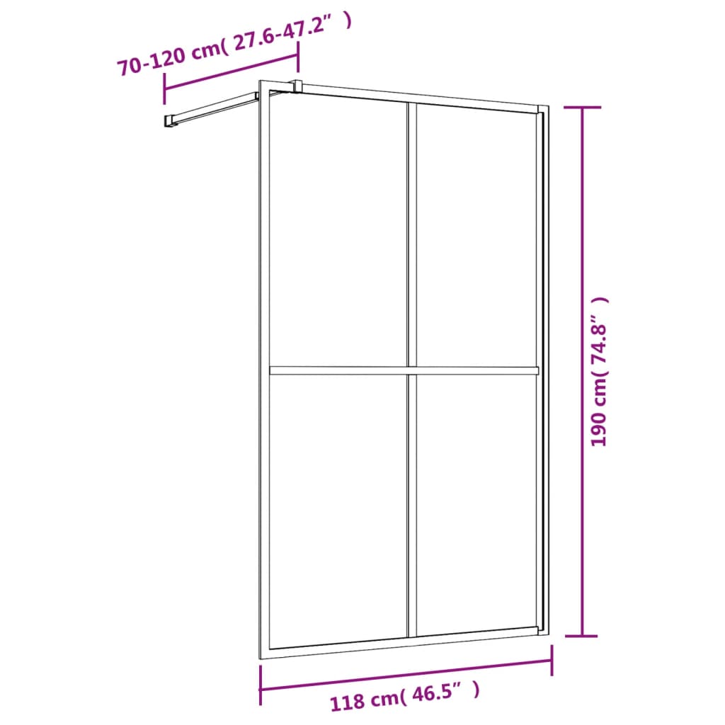 Mampara puerta de ducha vidrio transparente ESG rojo 118x195 cm vidaXL