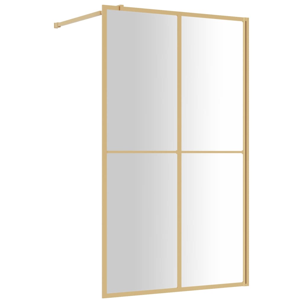 Mampara puerta ducha vidrio transparente ESG dorado 118x195 cm vidaXL