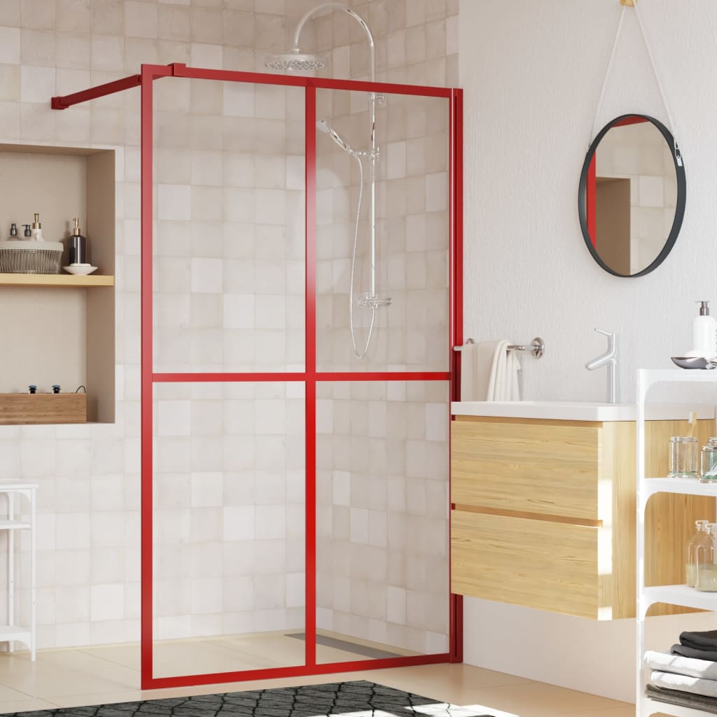 Vetonek Mampara puerta de ducha vidrio transparente ESG rojo 140x195 cm