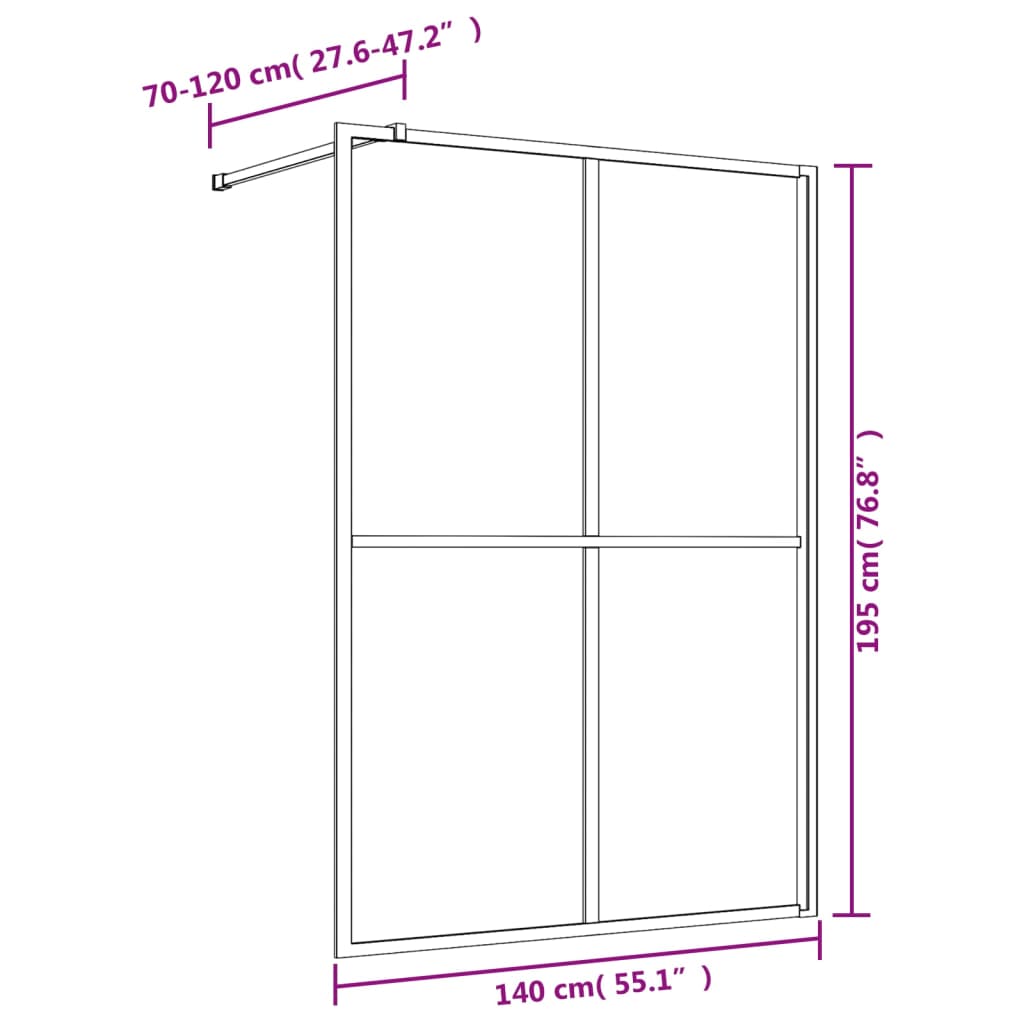 Mampara puerta de ducha vidrio transparente ESG rojo 140x195 cm vidaXL