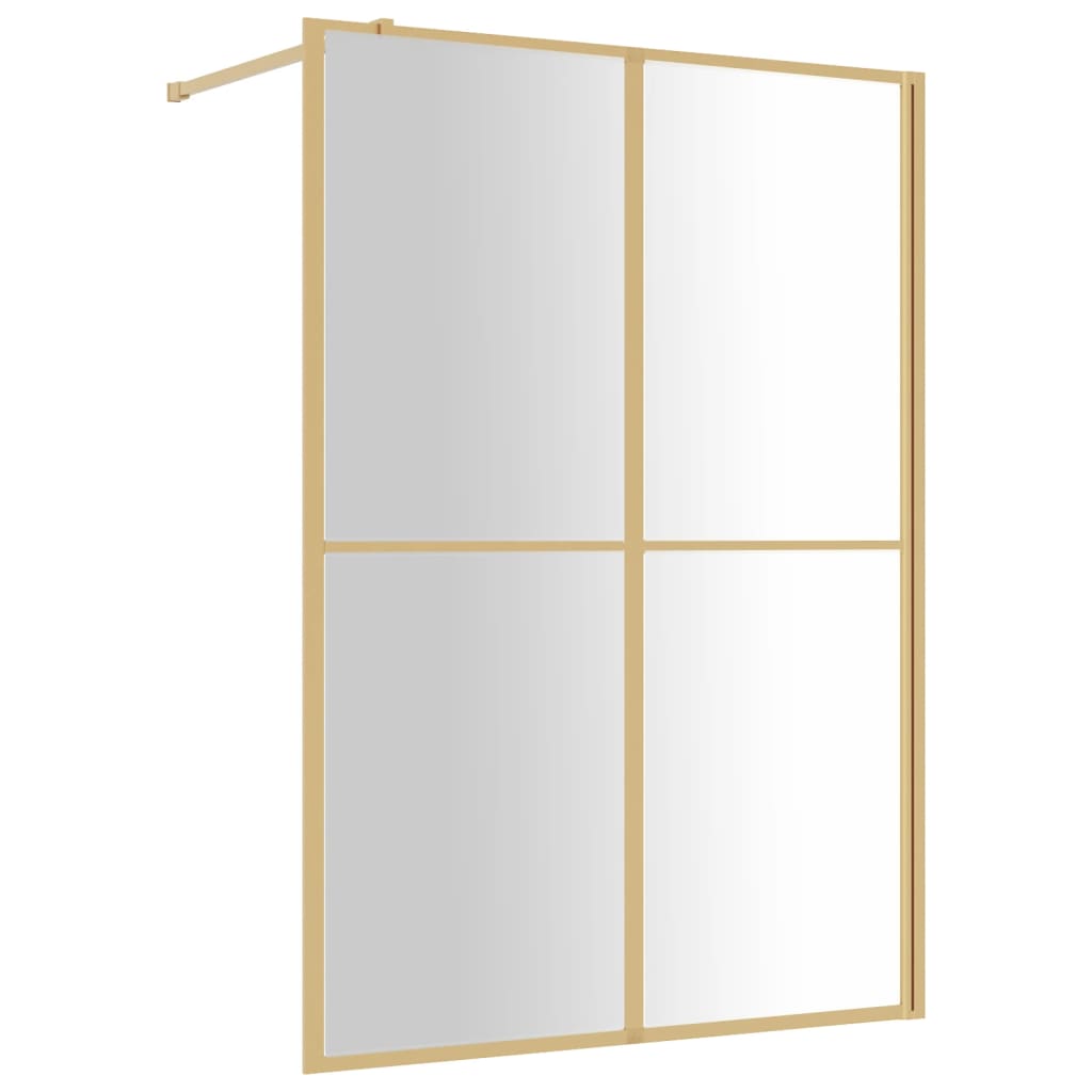 Mampara puerta ducha vidrio transparente ESG dorado 140x195 cm vidaXL