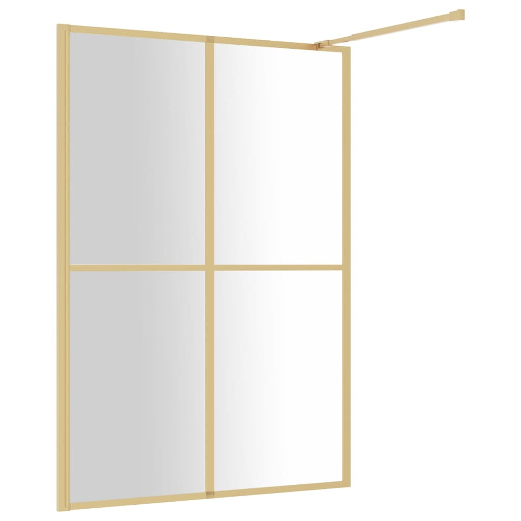 Mampara puerta ducha vidrio transparente ESG dorado 140x195 cm vidaXL