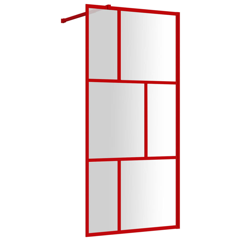 Mampara puerta de ducha vidrio transparente ESG rojo 80x195 cm vidaXL