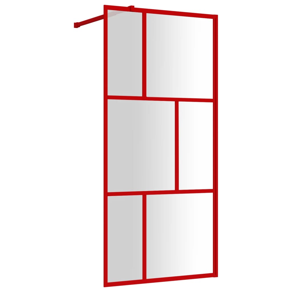 Mampara puerta de ducha vidrio transparente ESG rojo 90x195 cm vidaXL