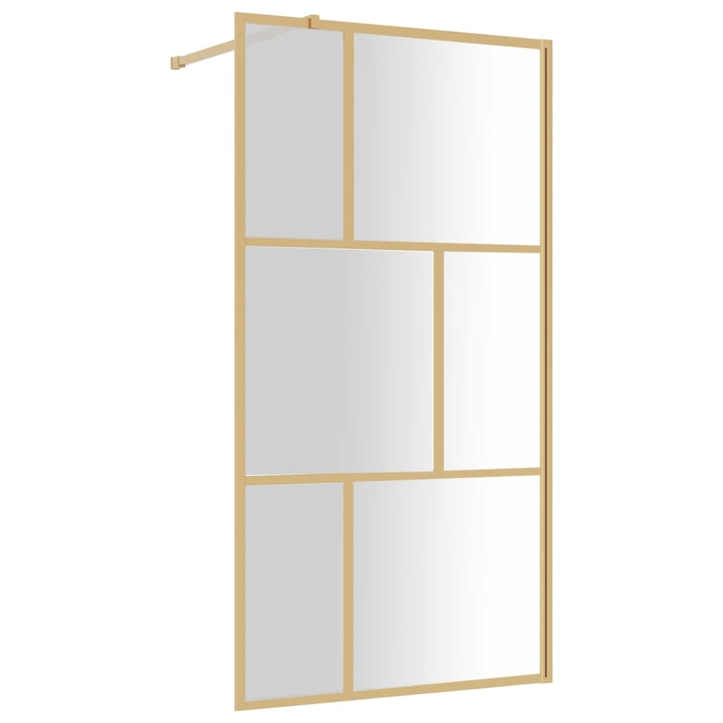 Mampara puerta ducha vidrio transparente ESG dorado 100x195 cm vidaXL