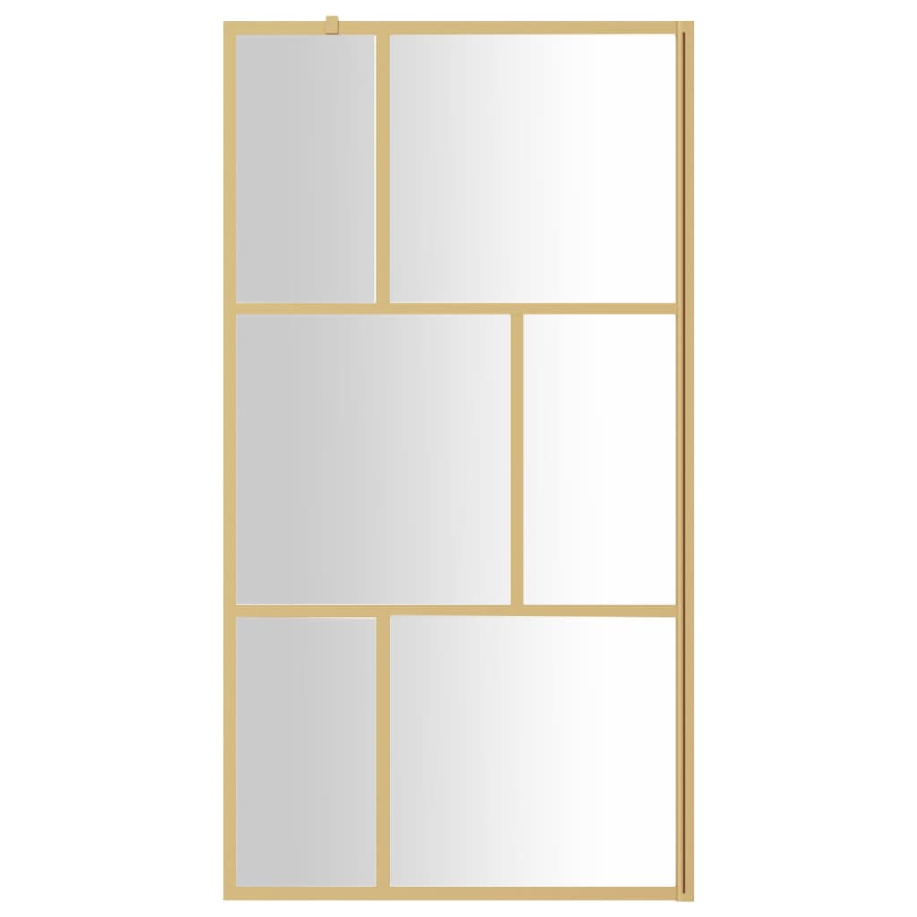 Mampara puerta ducha vidrio transparente ESG dorado 100x195 cm