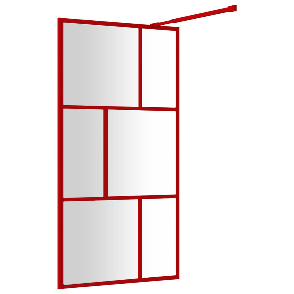 Mampara puerta de ducha vidrio transparente ESG rojo 115x195 cm vidaXL