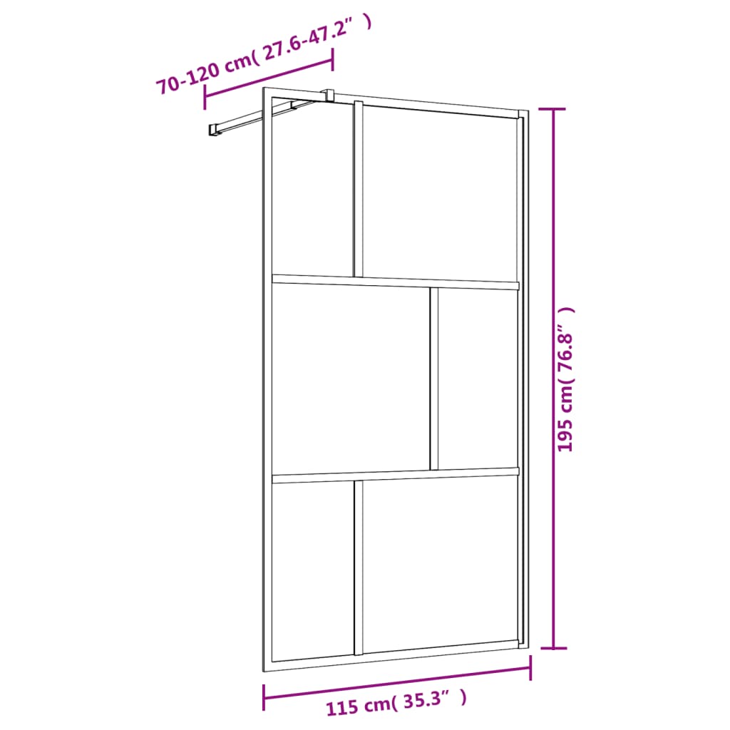 Mampara puerta de ducha vidrio transparente ESG rojo 115x195 cm vidaXL