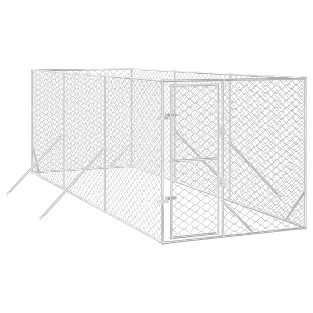 Exterior kennel silver galvanized steel 2x6x2 m