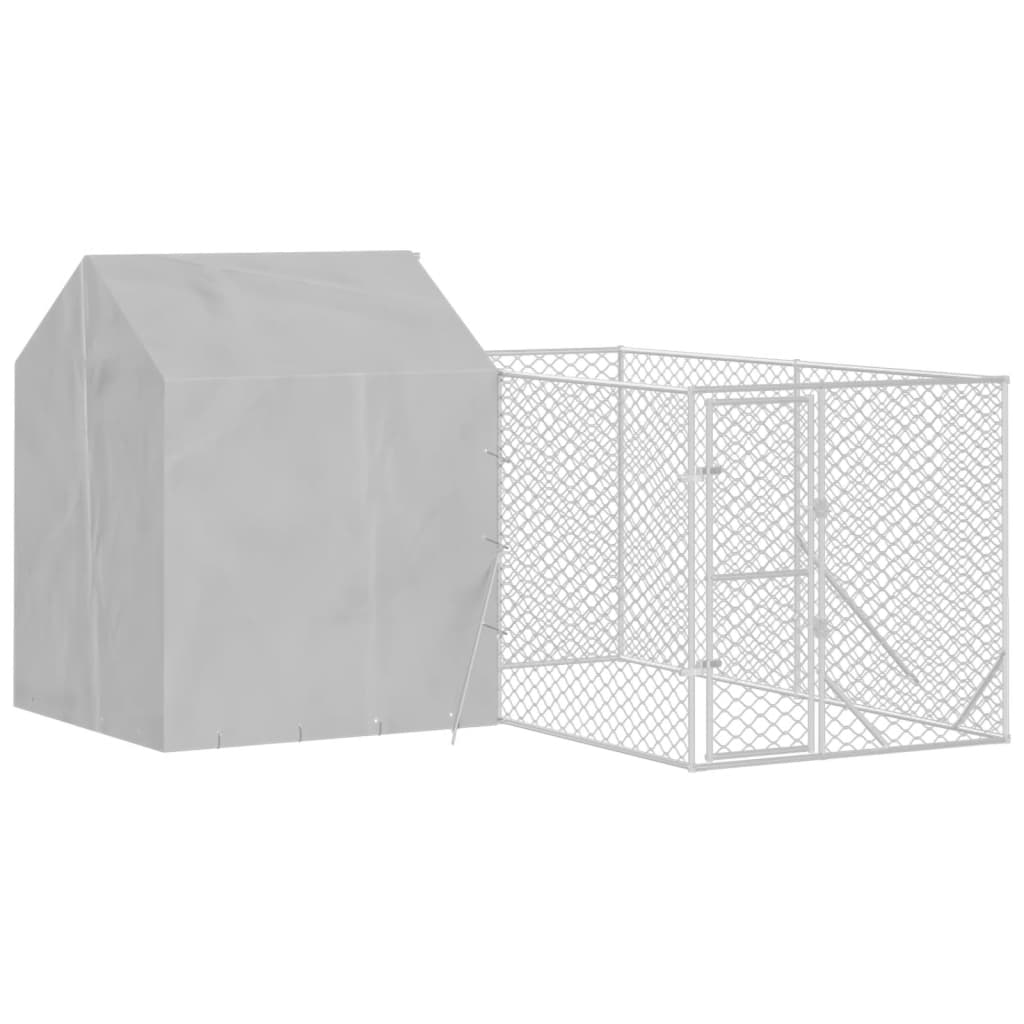 Perrera de exterior con techo acero galvanizado plata 4x4x2,5 m