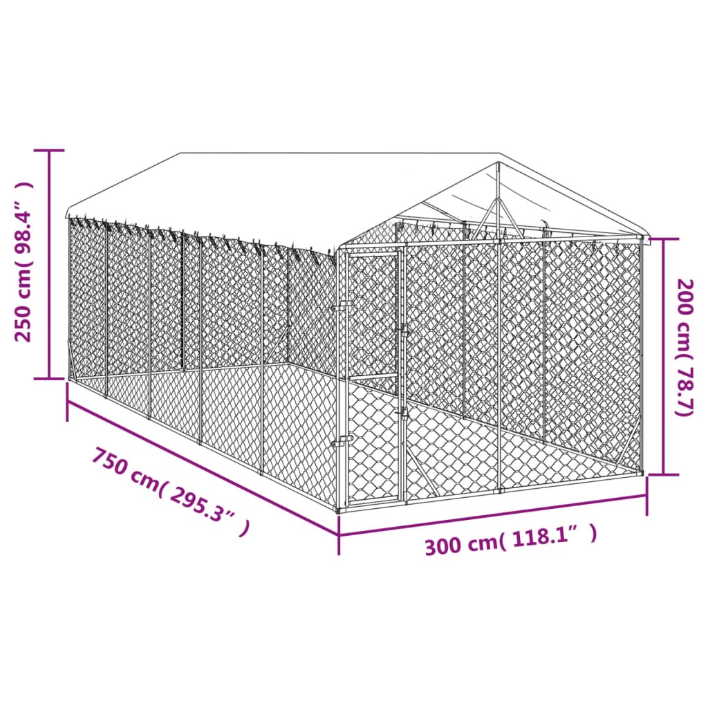 Kennel esterno con acciaio zincato 3x7,5x2,5 m