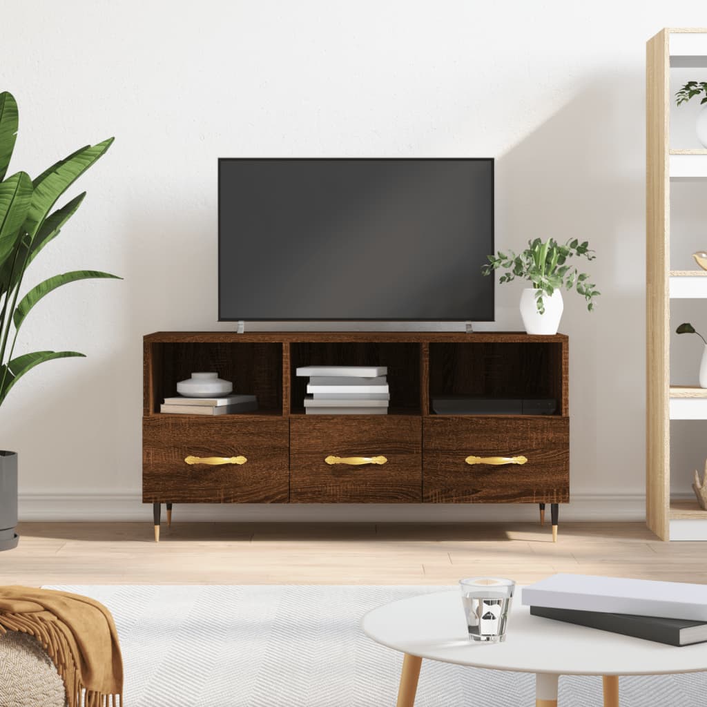 Vetonek Mueble de TV madera de ingeniería marrón roble 102x36x50 cm