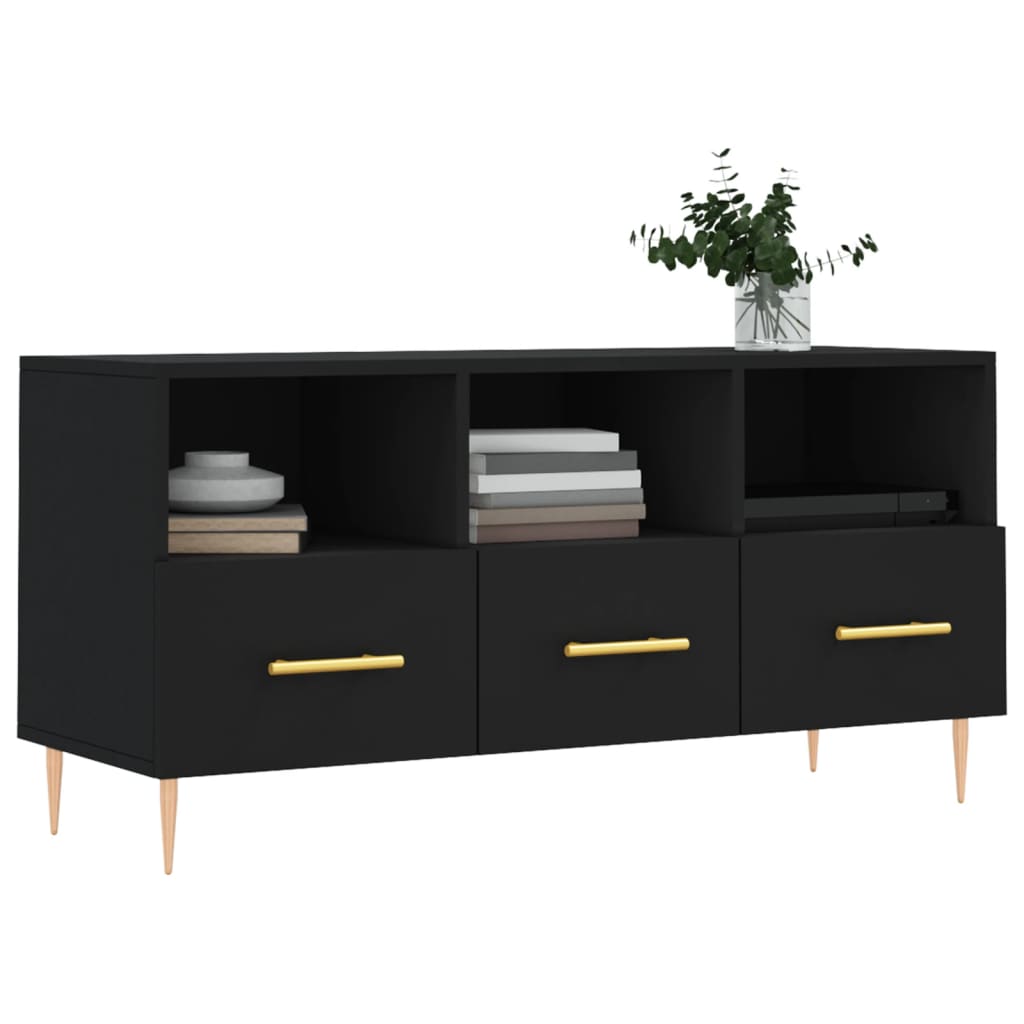 Mueble de TV madera de ingeniería negro 102x36x50 cm