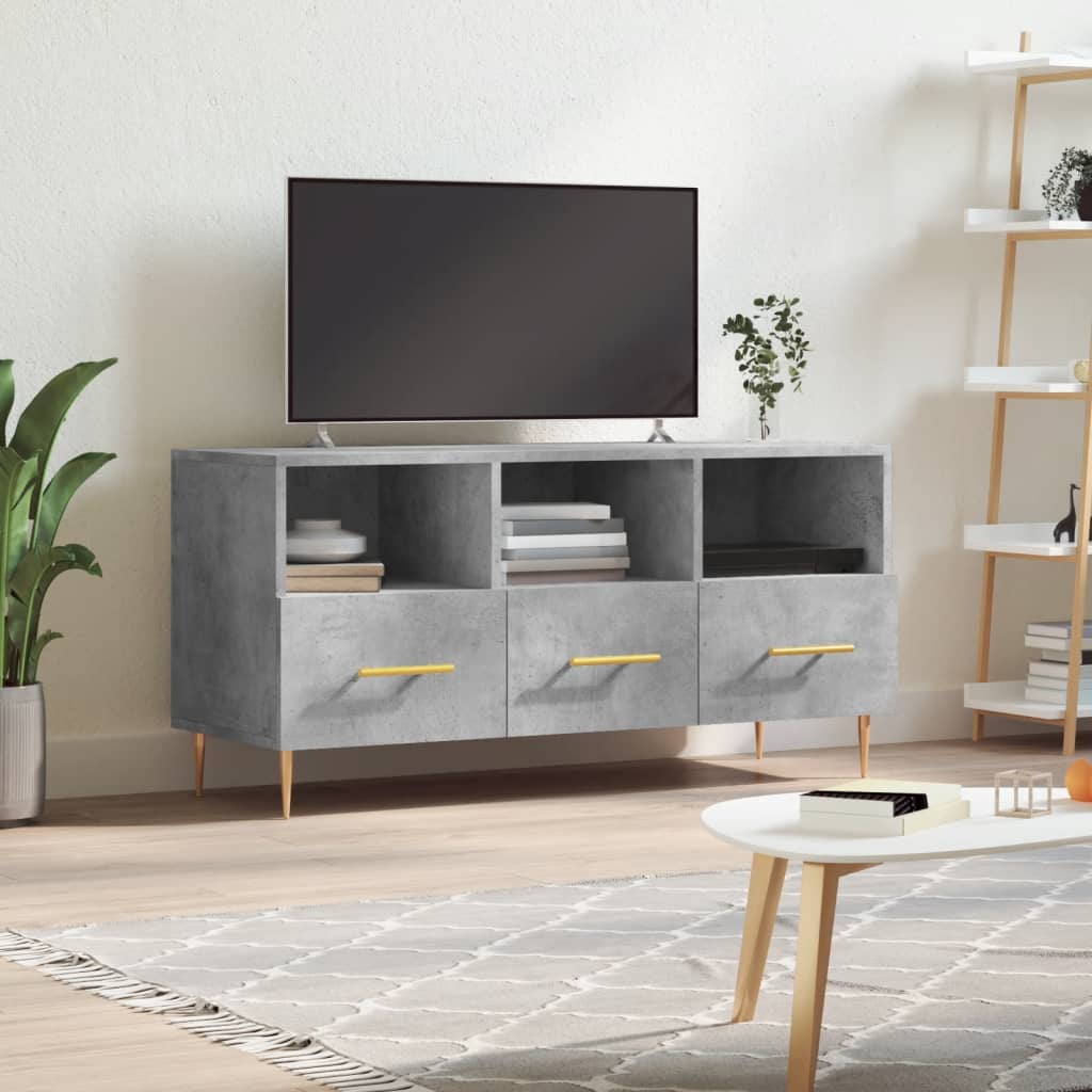 Vetonek Mueble de TV madera de ingeniería gris hormigón 102x36x50 cm