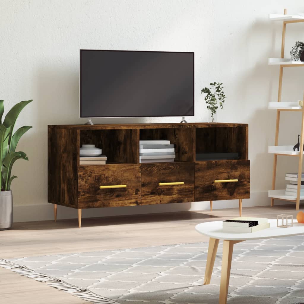 Vetonek Mueble de TV madera de ingeniería roble ahumado 102x36x50 cm