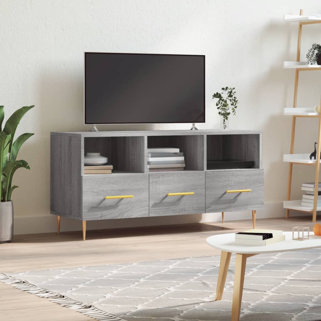 Vetonek Mueble de TV madera de ingeniería gris Sonoma 102x36x50 cm