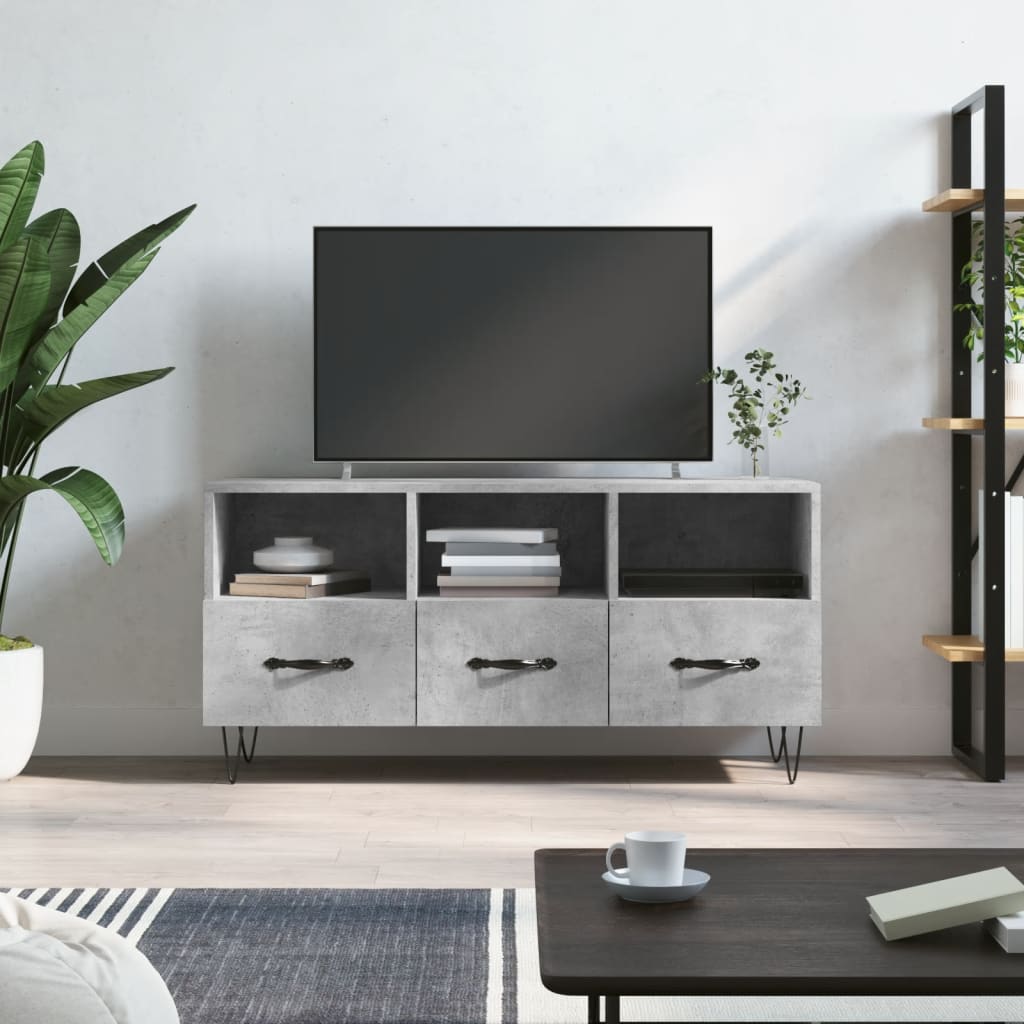 Vetonek Mueble de TV madera de ingeniería gris hormigón 102x36x50 cm