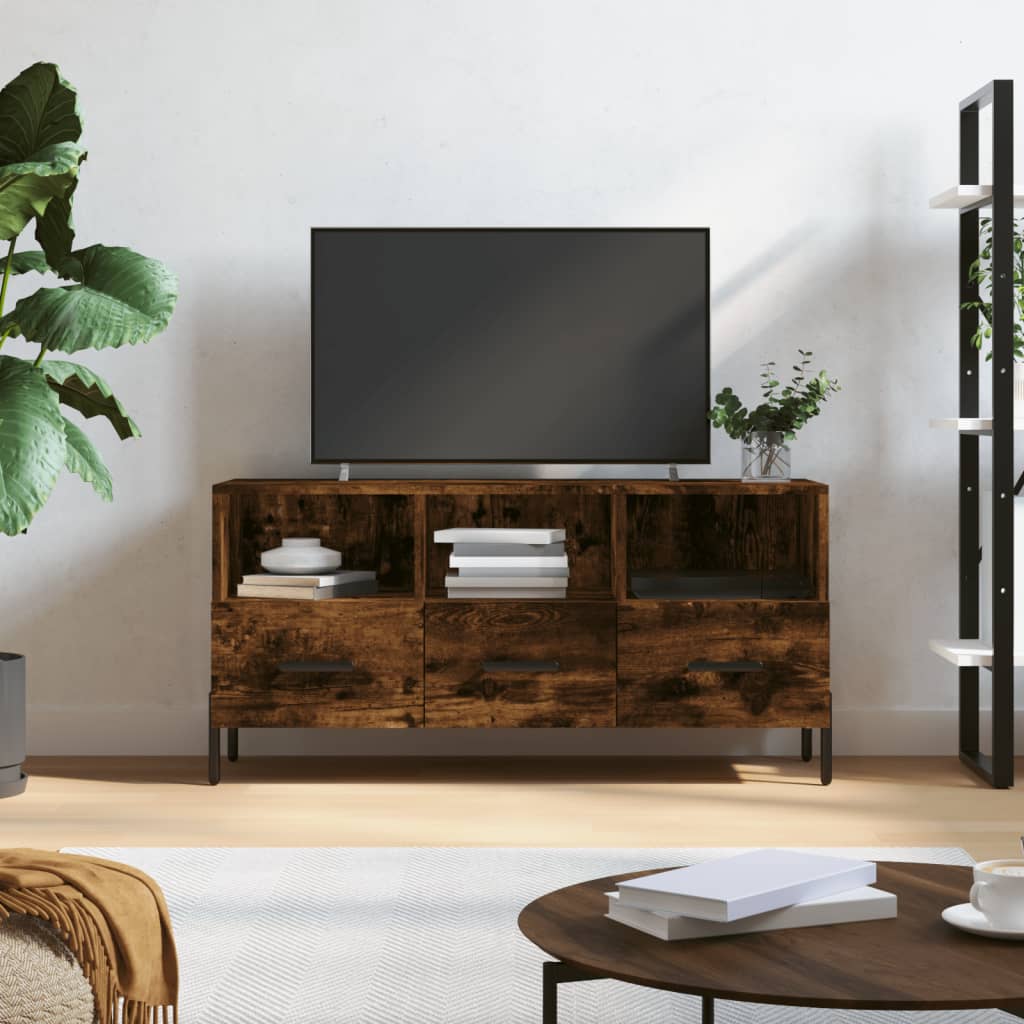 Vetonek Mueble de TV madera de ingeniería roble ahumado 102x36x50 cm