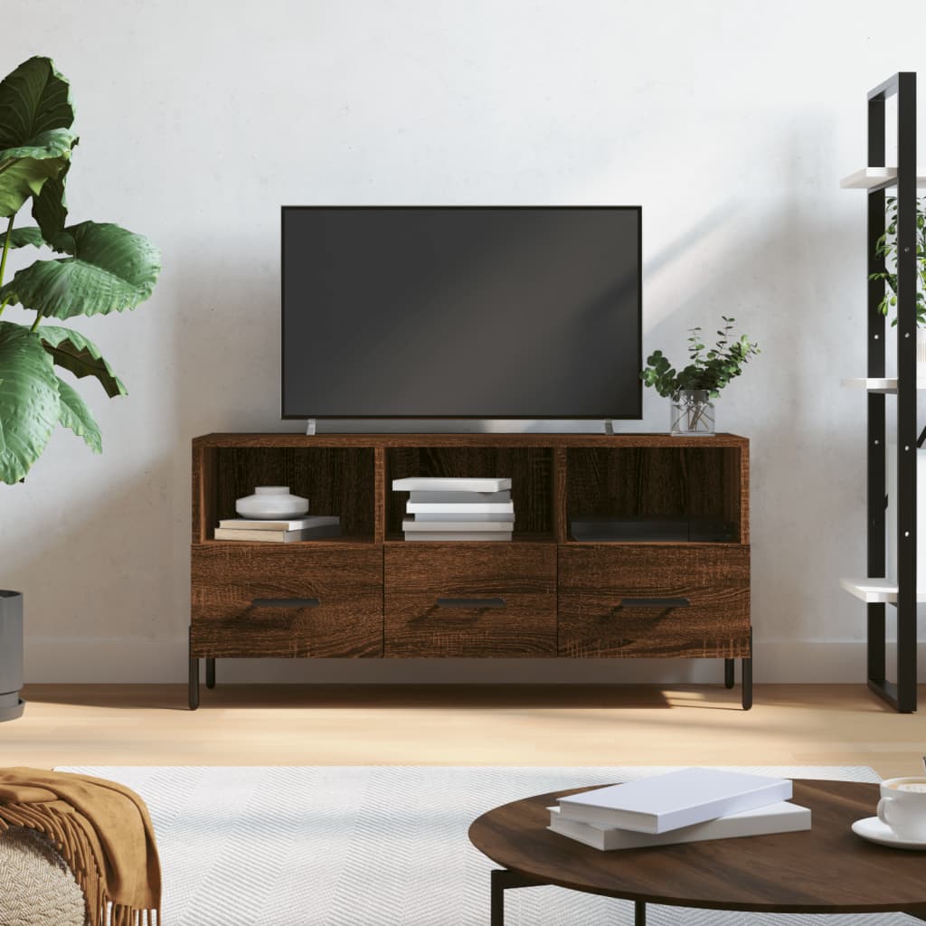 Vetonek Mueble de TV madera de ingeniería marrón roble 102x36x50 cm