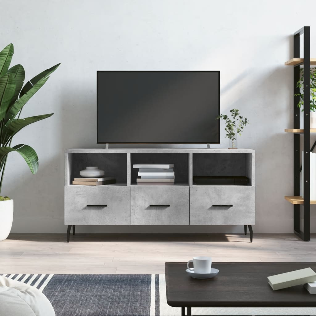 Vetonek Mueble de TV madera de ingeniería gris hormigón 102x36x50 cm