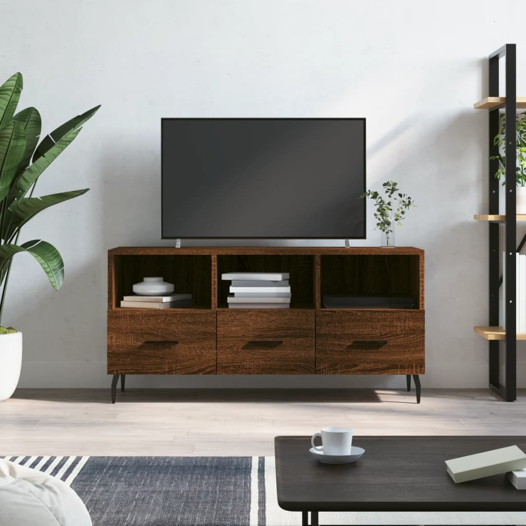 Vetonek Mueble de TV madera de ingeniería marrón roble 102x36x50 cm