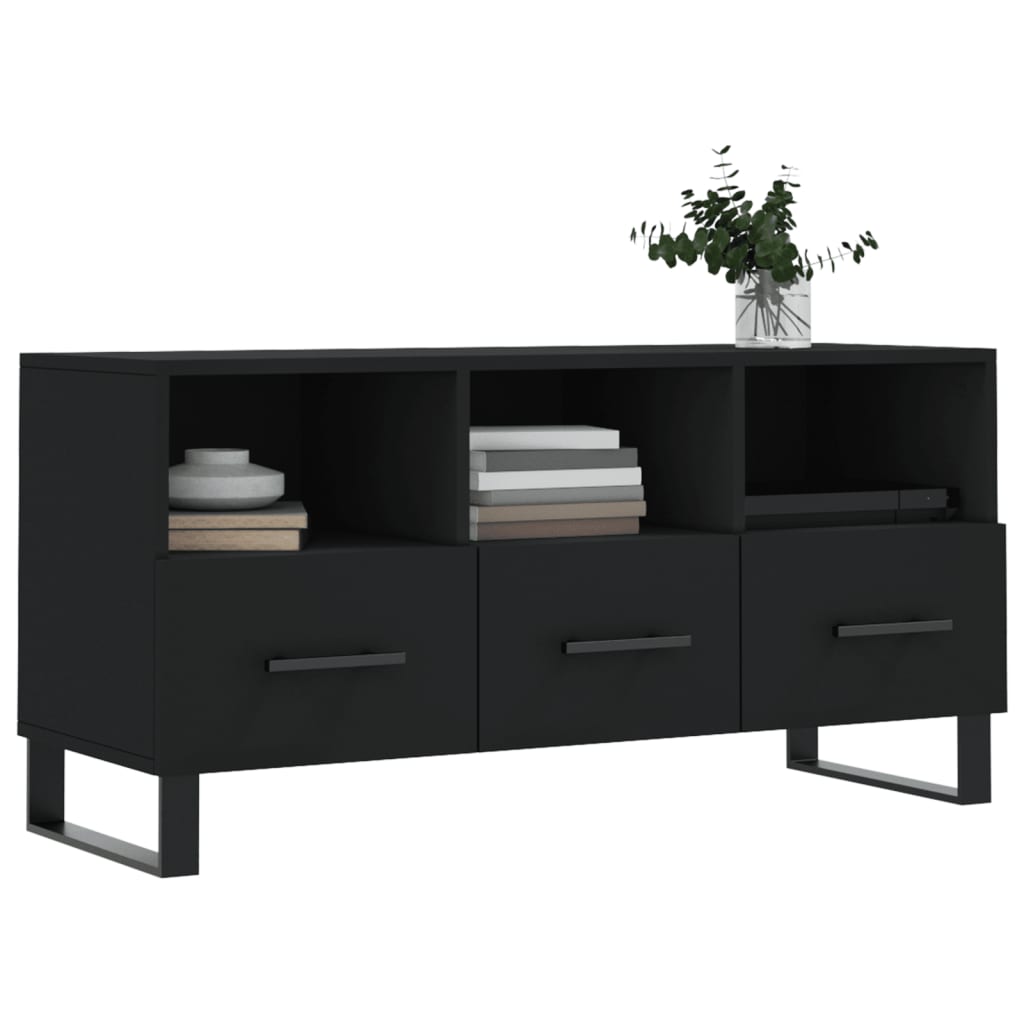 Mueble de TV madera de ingeniería negro 102x36x50 cm