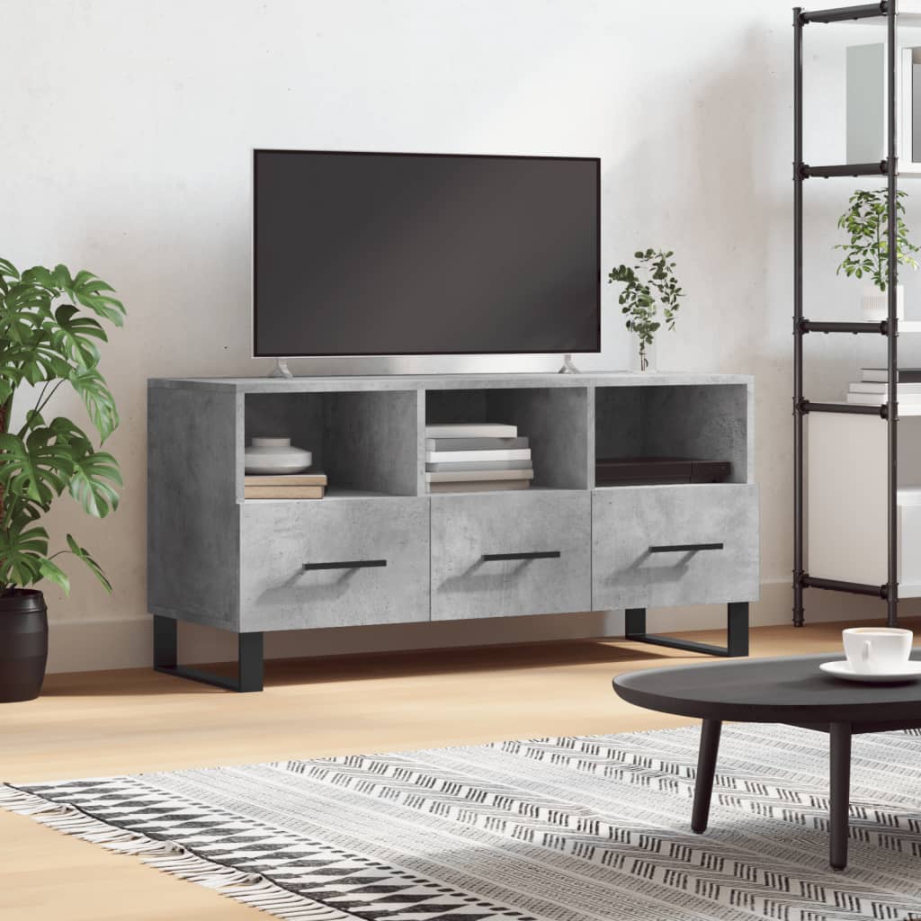 Vetonek Mueble de TV madera de ingeniería gris hormigón 102x36x50 cm