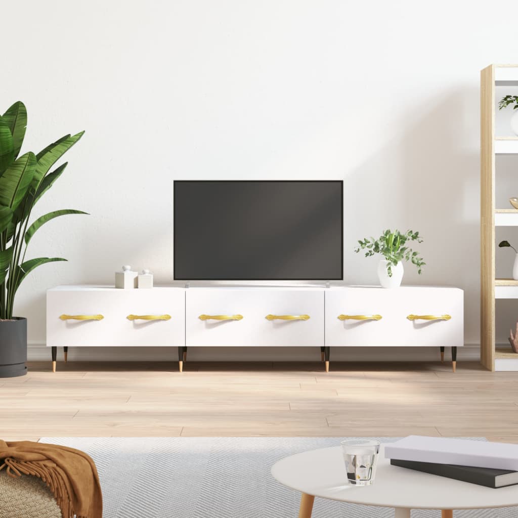 Vetonek Mueble de TV madera de ingeniería blanco 150x36x30 cm