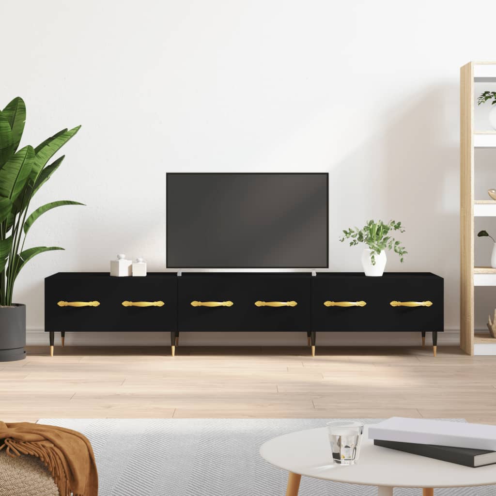 Vetonek Mueble de TV madera de ingeniería negro 150x36x30 cm