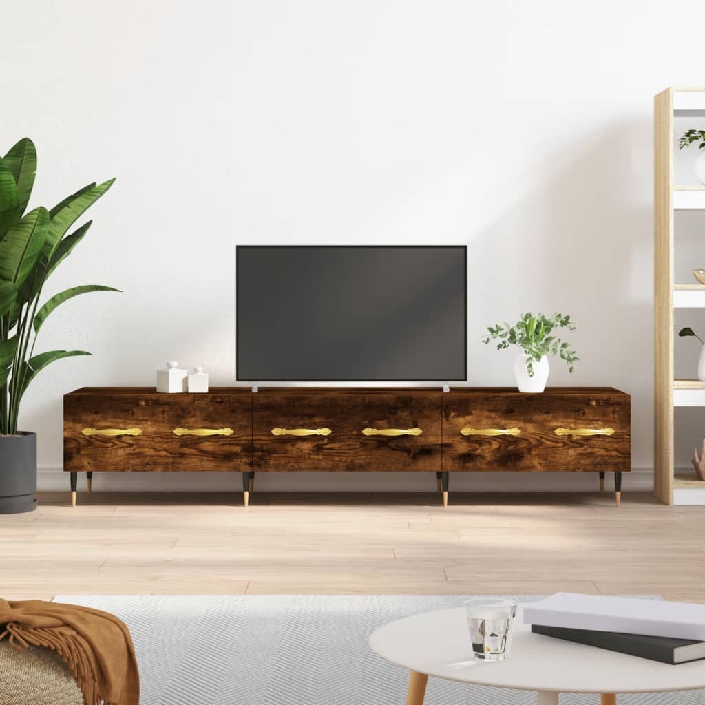 Vetonek Mueble de TV madera de ingeniería roble ahumado 150x36x30 cm