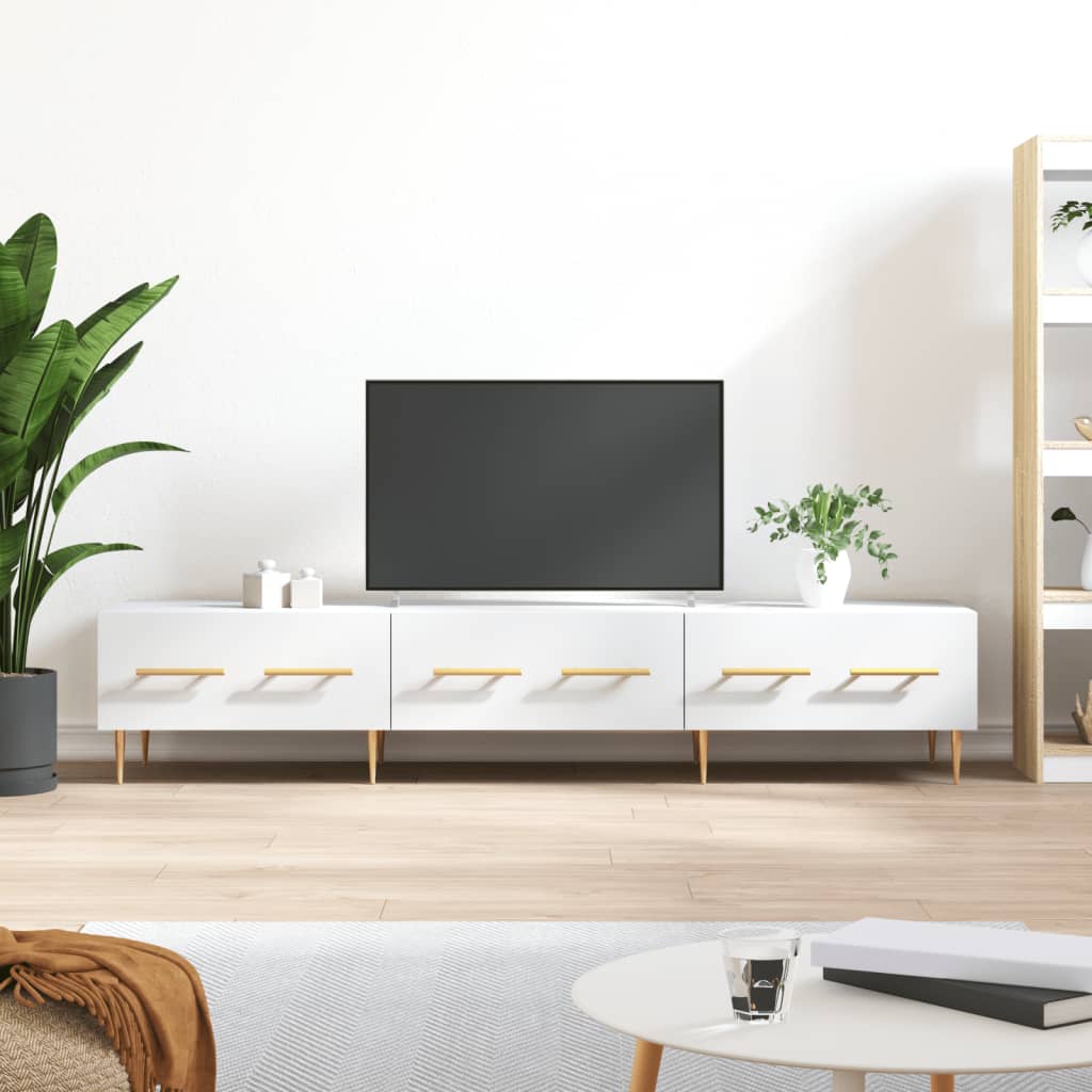 Vetonek Mueble de TV madera de ingeniería blanco 150x36x30 cm