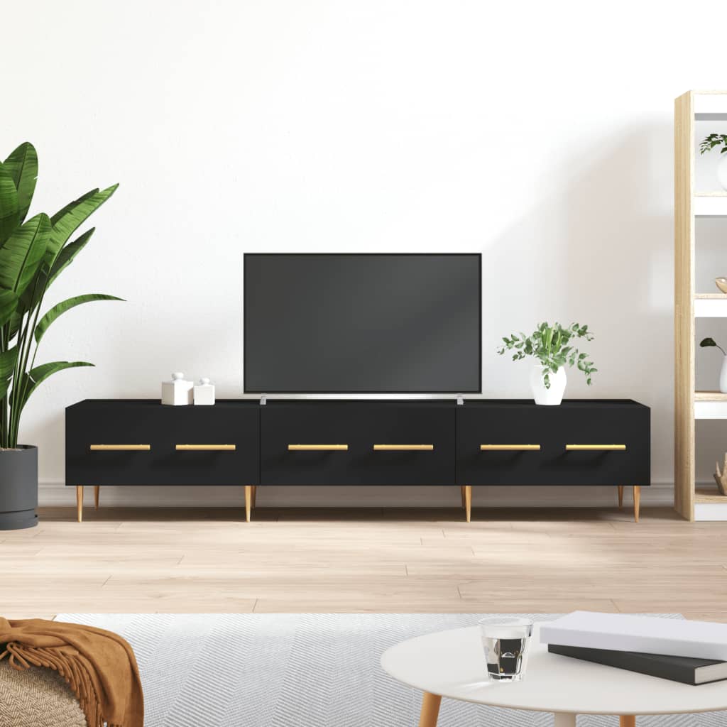 Vetonek Mueble de TV madera de ingeniería negro 150x36x30 cm