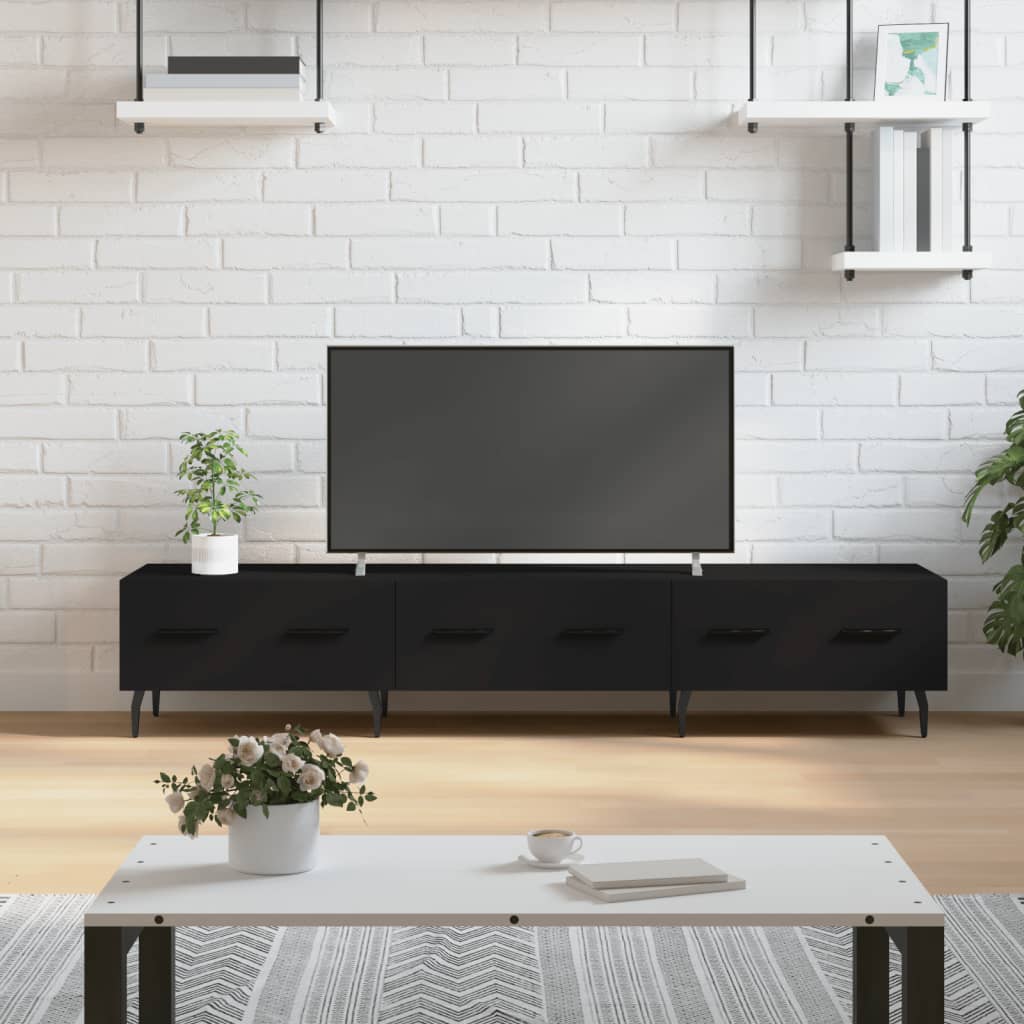 Vetonek Mueble de TV madera de ingeniería negro 150x36x30 cm