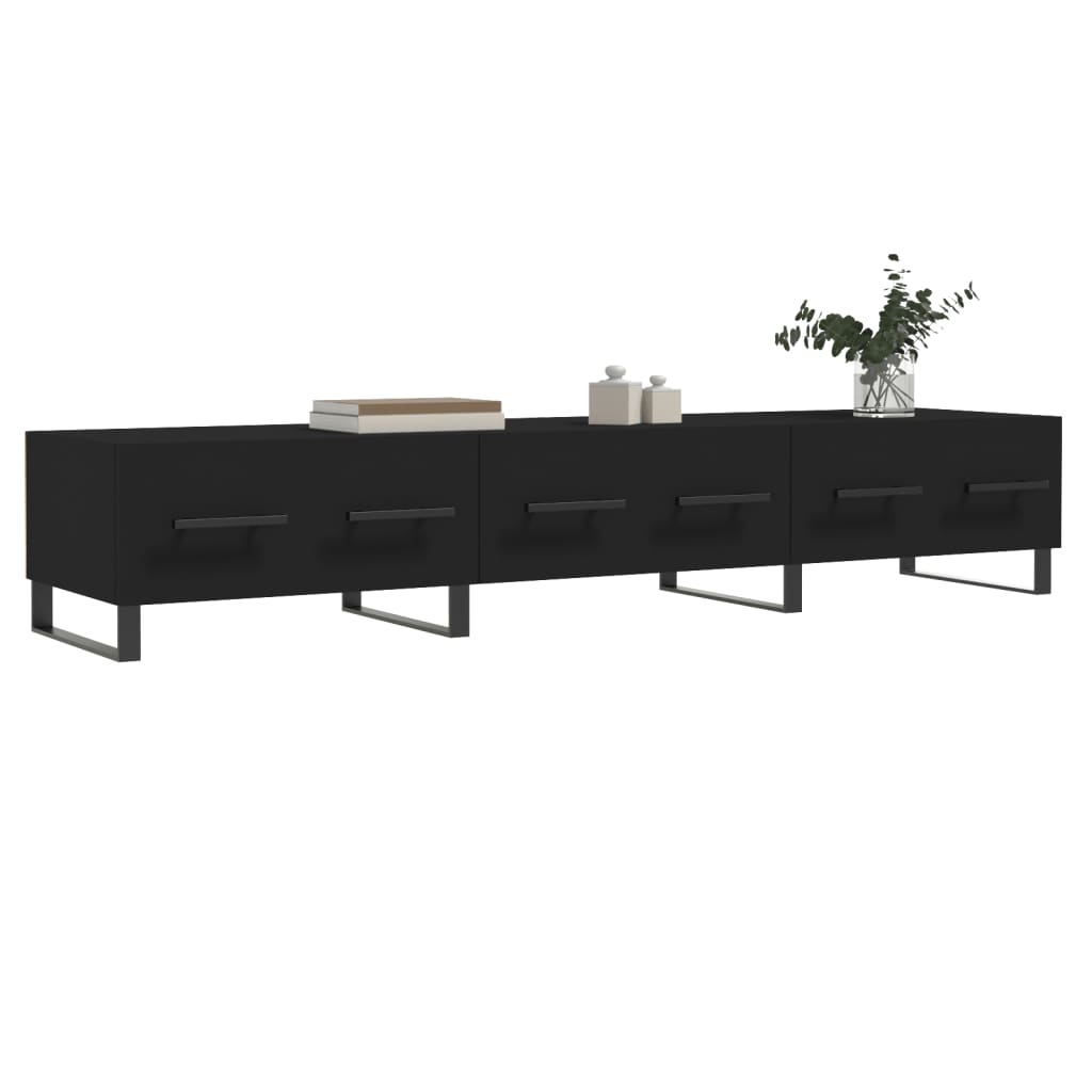 Mueble de TV madera de ingeniería negro 150x36x30 cm