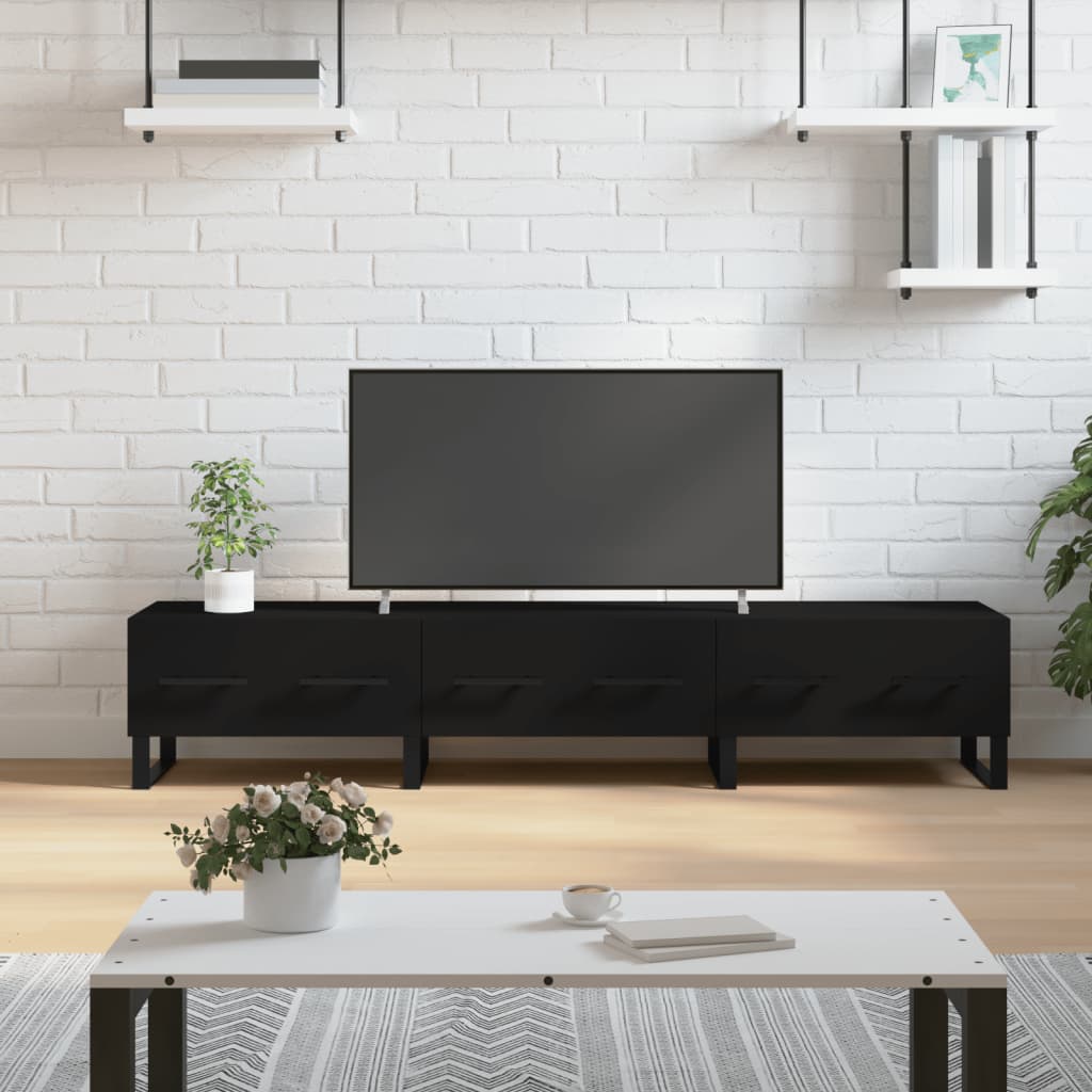 Vetonek Mueble de TV madera de ingeniería negro 150x36x30 cm