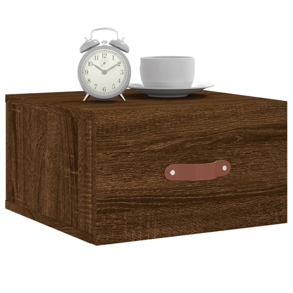 Mesa noturna de parede Oak marrom 35x35x20 cm