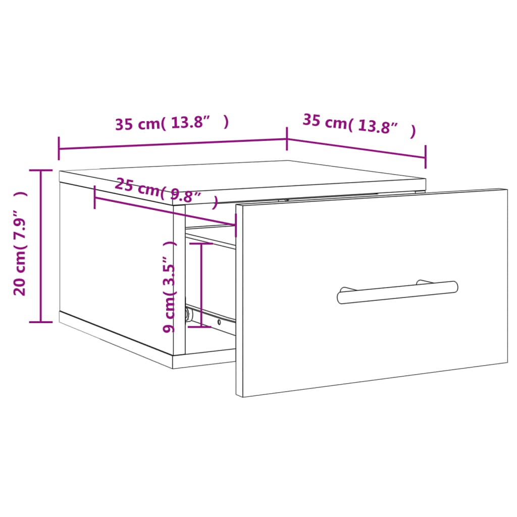 Wall night table Oak Sonoma 35x35x20 cm