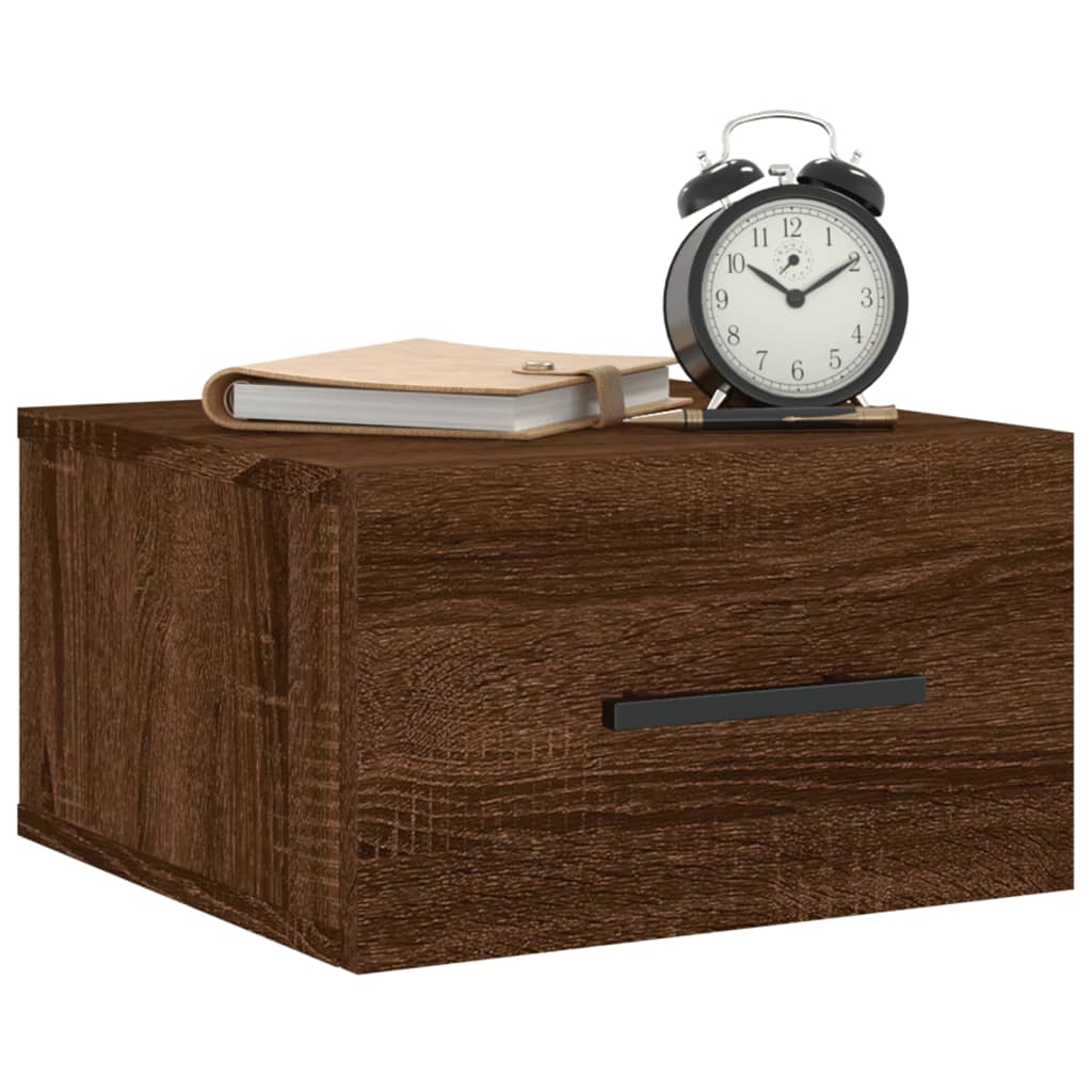 Mesa noturna de parede Oak marrom 35x35x20 cm