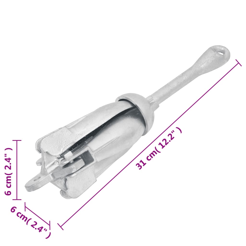 Ancla plegable con cuerda hierro maleable plateado 1,5 kg vidaXL